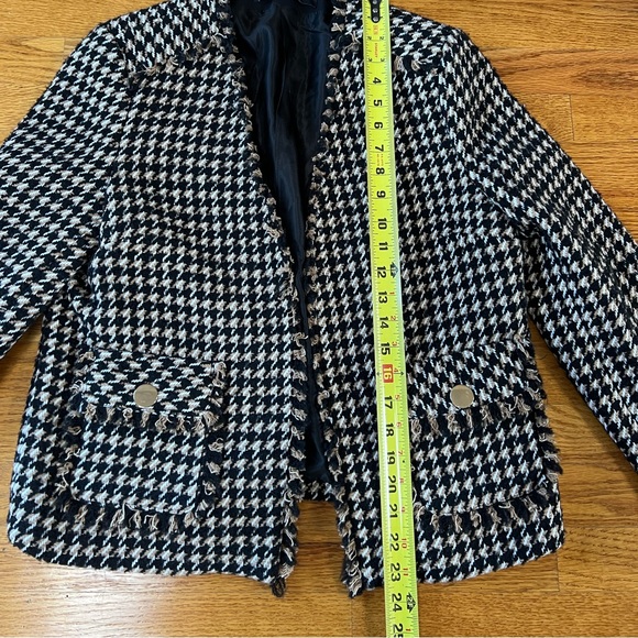 Zara Tweed Houndstooth Blazer Jacket Brown Black - Picture 4 of 7